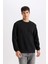 Regular Fit Bisiklet Yaka Jakarlı Basic Düz Sweatshirt D5391AX24AU 9