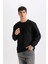 Regular Fit Bisiklet Yaka Jakarlı Basic Düz Sweatshirt D5391AX24AU 10