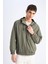 Su İtici Regular Fit Kapüşonlu Fermuarlı Cepli Mevsimlik Baharlık Yağmurluk Mont D7883AX25SP 10