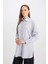 Relax Fit Gömlek Yaka Yırtmaçlı Uzun Kollu Çizgili Gömlek Tunik 9