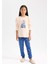 Kız Çocuk Pijama Takımı Baskılı Uzun Kollu Üst Beli Lastikli Uzun Alt D7743A824WN 6