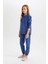 Kız Çocuk Pijama Takım Desenli Uzun Kollu Üst Beli Lastikli Uzun Alt D7746A824WN 8