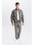 Slim Fit Dar Kesim Dik Yaka Astarlı Fermuarlı Cepli Mevsimlik Baharlık Mont D7338AX25SP 9