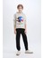 Erkek Çocuk 2'li Takım Kapüşonlu Baskılı Sweatshirt Beli Lastikli Eşofman Altı D6870A824CW 6