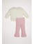 Kız Bebek 2'li Takım Barbie Bisiklet Yaka Sweatshirt Üst Beli Lastikli İspanyol Paça Tayt Alt D8293A524AU 10