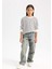 Kız Çocuk Relax Fit Bisiklet Yaka Çizgili Sweatshirt D6503A8NS 7