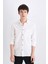 %100 Pamuk Regular Fit Basic Düz Uzun Kollu Beyaz Gömlek D7079AX25SP 8