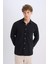 %100 Pamuk Regular Fit Basic Düz Uzun Kollu Siyah Gömlek D7079AX25SP 7