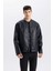 Su İtici Slim Fit Dar Kesim Dik Yaka Fermuarlı Suni Der Ceket Mont D8525AX25SP 8