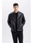 Su İtici Slim Fit Dar Kesim Dik Yaka Fermuarlı Suni Der Ceket Mont D8525AX25SP 10