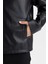 Su İtici Slim Fit Dar Kesim Dik Yaka Fermuarlı Suni Der Ceket Mont D8525AX25SP 12