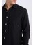 %100 Pamuk Regular Fit Basic Düz Uzun Kollu Siyah Gömlek D7079AX25SP 11