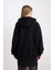 Coool Oversize Geniş Kalıp Yıldızlı Kalın Siyah Sweatshirt D8024AX24WN 12