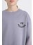 Erkek Çocuk Oversize Geniş Kalıp Bisiklet Yaka Sırt Baskılı Sweatshirt D7076A824WN 11