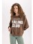 Loose Fit Bisiklet Yaka Baskılı Kalın Sweatshirt D8528AX24WN 11