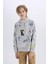 Erkek Çocuk Oversize Geniş Kalıp Kapüşonlu Desenli Sweatshirt D7118A824WN 10