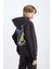 Erkek Çocuk Oversize Geniş Kalıp Sırt Baskılı Kapüşonlu Sweatshirt D7115A824WN 6