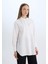 Relax Fit Poplin Basic Düz Beyaz Uzun Kollu Gömlek Tunik D7342AX25SP 7