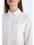 Relax Fit Poplin Basic Düz Beyaz Uzun Kollu Gömlek Tunik D7342AX25SP 11