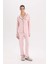 Pijama Takımı Çizgili Uzun Kollu Üst Beli Lastikli Uzun Alt-Fall in Love D6845AX24AU 6