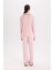 Pijama Takımı Çizgili Uzun Kollu Üst Beli Lastikli Uzun Alt-Fall in Love D6845AX24AU 12