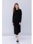 Relax Fit Bisiklet Yaka Krep Uzun Kollu Maxi Siyah Elbise D7485AX24WN 9