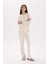 Pijama Takımı Regular Fit Basic Düz Uzun Kollu Üst Geniş Bol Paça Alt-Fall in Love D2259AX24WN 6