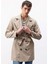 Slim Fit Dar Kesim Astarlı Düğmeli Cepli Kemerli Mevsimlik Baharlık Trençkot D5528AX25SP 16