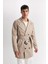 Slim Fit Dar Kesim Astarlı Düğmeli Cepli Kemerli Mevsimlik Baharlık Trençkot D5528AX25SP 17