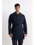 Slim Fit Dar Kesim Astarlı Düğmeli Cepli Kemerli Mevsimlik Baharlık Trençkot D5528AX25SP 13
