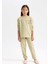 Kız Çocuk Pijama Takımı Baskılı Uzun Kollu Üst Beli Lastikli Uzun Alt D6655A824WN 6
