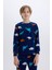 Erkek Çocuk Polar Pijama Takımı Dinozor Desenli Uzun Kollu Üst Uzun Alt D8784A8NS 8