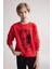 Erkek Çocuk 29 Ekim Cumhuriyet Bayramı Kırmızı Bisiklet Yaka Atatürk Baskılı Sweatshirt D8202A824WN 10
