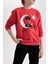 Erkek Çocuk Bisiklet Yaka Atatürk Baskılı Kırmızı Sweatshirt D8199A824WN 15