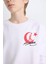 Erkek Çocuk Beyaz Bisiklet Yaka Atatürk Baskılı Nakışlı Sweatshirt D8200A824WN 18