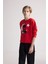 Erkek Çocuk Bisiklet Yaka Atatürk Baskılı Kırmızı Sweatshirt 9