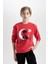 Erkek Çocuk Bisiklet Yaka Atatürk Baskılı Kırmızı Sweatshirt 12