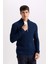 Lacivert Standart Fit Normal Kesim Yarım Balıkçı Yaka Fermuarlı Waffle Hırka R1195AZNS 18