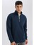 Lacivert 3 İplik Pamuklu Şardonlu İçi Polarlı Comfort Regular Fit Rahat Kalıp Dik Yaka Fermuarlı Kalın Sweatshirt D9067AXNS 7