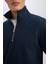 Lacivert 3 İplik Pamuklu Şardonlu İçi Polarlı Comfort Regular Fit Rahat Kalıp Dik Yaka Fermuarlı Kalın Sweatshirt D9067AXNS 11