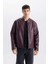 Su İtici Slim Fit Dar Kesim Dik Yaka Fermuarlı Suni Deri Ceket Mont D8525AX25SP 15