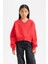 Kız Çocuk Cropped Fit V Yaka Basic Düz Sweatshirt D7047A824WN 6