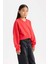 Kız Çocuk Cropped Fit V Yaka Basic Düz Sweatshirt D7047A824WN 7