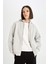 Gri Okula Dönüş Relax Fit Kapüşonlu Kalın Basic Düz Cepli Fermuarlı Sweatshirt D8717AX24WN 10