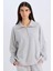 Regular Fit Yarım Fermuarlı Dik Yaka Basic Düz Sweatshirt D9009AX24WN 9