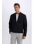 Slim Fit Dar Kesim Bomber Kolej Yaka Fermuarlı Mevsimlik Cepli Mont D9716AX24AU 8