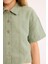 Kız Çocuk Cropped Fit Keten Kısa Kollu Gömlek D9143A825SM 13