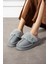 Kadın Terlik Gri Içi Kürklü Kalın Taban Su Geçirmez Yıkanabilir Günlük Terlik 1