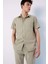 %100 Pamuk Regular Fit Yazlık Polo Yaka Keten Görünümlü Kısa Kollu Gömlek D7551AX25SP 12