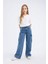 Kız Çocuk Wide Leg Kargo Geniş Bol Paça Pamuklu Jean Pantolon D7091A825SM 9